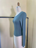 Double Layer Perfect Fit Long Sleeve Scoop Tee In Steel Blue