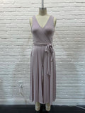 Wrap Front Side Tie Jersey Jumpsuit In Deep Lilac