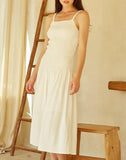 Delilah Smocked Bodice White Midi Dress