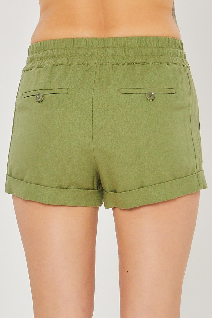 Linen Love Tie Waist Short In Olive